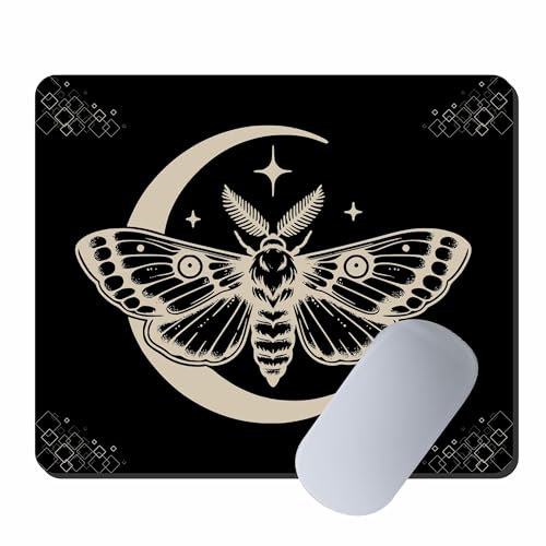 Image of My Print Shop Mystic Moth & Crescent Moon Mouse Pad - Non-Slip Rubber Base, Smooth Surface, 9 x 7.5 Inch