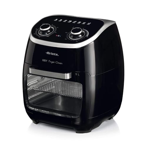 Ariete 4619 Luft- und Ofenfritteuse in einem, 11 Liter, Multifunktions-Timer 60 Minuten, abnehmbare transparente TĂĽr, Temperatur 80-200 OC, 2000 W, schwarz