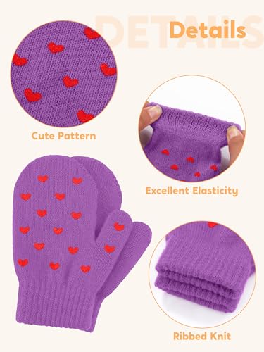 Image of Cooraby 6 Pairs Toddler Magic Stretch Mittens Winter Unisex Baby Knitted Gloves Mittens