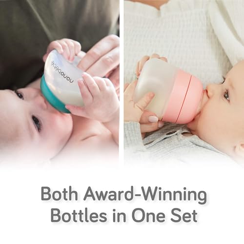 Image of Nanobebe Breastmilk and Silicone Baby Bottle Ultimate Set Gen 2, 5oz and 9oz - with Sterilizer, Drying Rack, Anti-Colic Nipples, Pacifiers, and Warmer - Sage