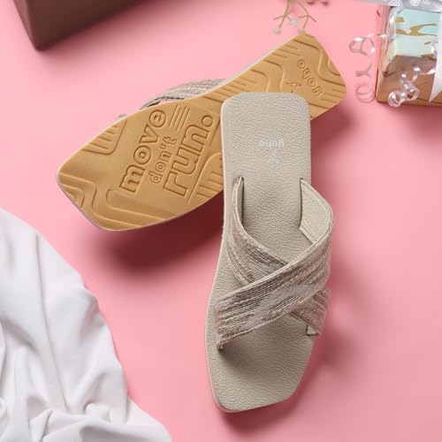 Image of YOHO Flats for Women | Lightweight, Anti-Skid, Cushioned Footbed Flip Flops | Casual & Fashionable for Everyday Use EVA Sandals 002