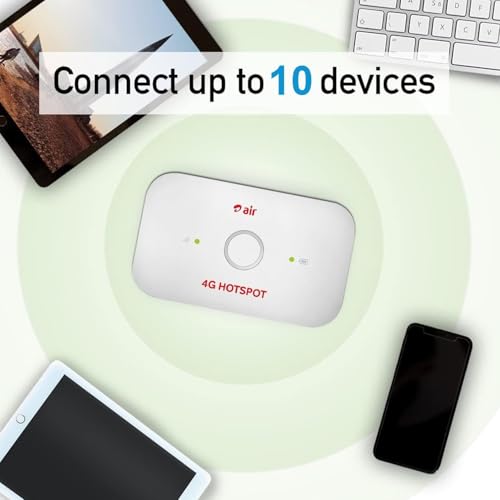 Image of 4G WiFi Hotspot Device | Portable Data Card Dongle | Compatible with Airtel 4G SIM Network | 2100mAh Long Battery Life | High-Speed Internet Sharing (AIRDONGLETEL)