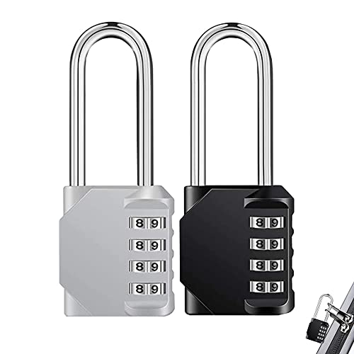 2 Piezas Candados de Combinación, Bloqueo de Código de 4 Dígitos, Candado Largo de Combinación, Candado de Contraseña Duradero, candado para Taquilla, Adecuado Para Taquillas, Gimnasios, Maletas Cover
