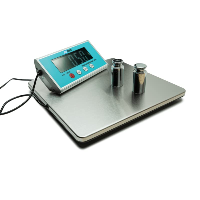 BDCOM MD-200K Báscula de paquetería (200kg x 100g) plato de 27x27cm, alimentación a pilas y a 220 V, ideal para paquetes y cajas