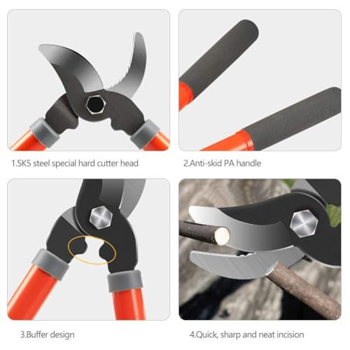 Image of Professional Tree Lopper | Heavy Duty Garden Cutter with Hardened Steel Blades | Long Handle Branch Pruner for Shrubs, Fruit Trees & Thick Branches