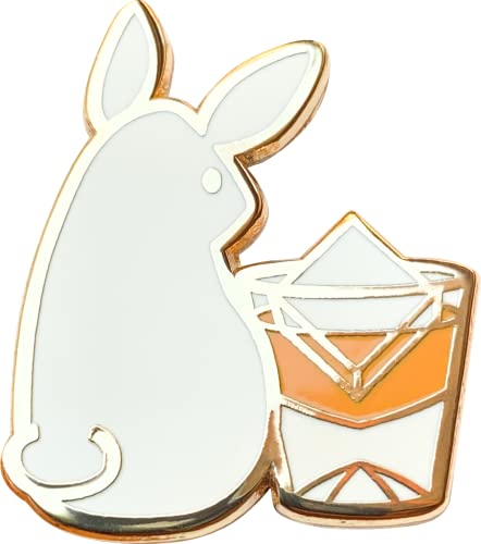Cocktail Critters Enamel Pins for Bartender Aprons, Jackets, Backpacks and Purses, Shirt and Suit Lapels, Cute Button Badges Brooch Fashion Jewelry (Rabbit x Whisky)