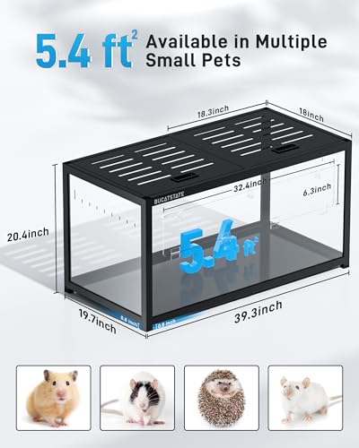 Image of BUCATSTATE Hamster Cage 3.0: Large Metal Rat Cage Stackable with Top Access Easy Assemble 39.3L x 19.7W x 20.4H Inches Dwarf Syrian Hamster Tank for Gerbil Mouse (5.4 ft, Black)