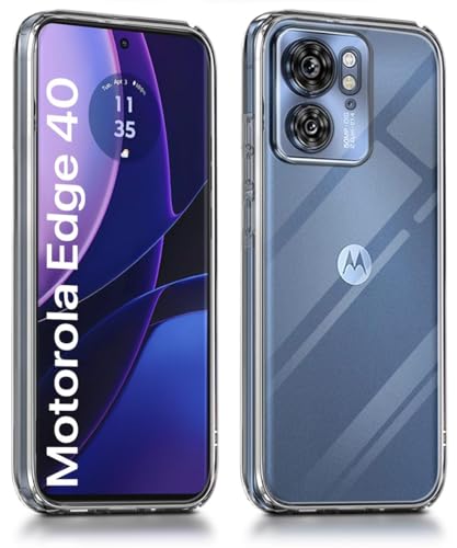 Image of NISHTECH for Moto Edge 40 5G Premium Transparent Hybrid Soft Slim Dust Proof Back Case Cover Silicone with Camera Protection