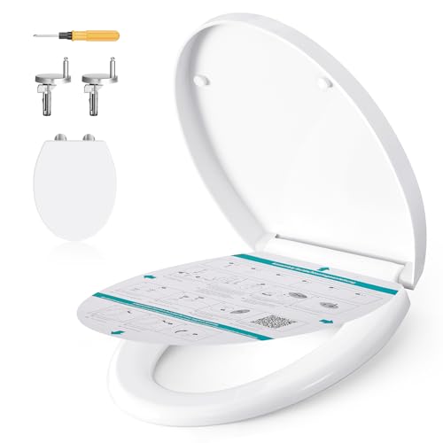 SONGMICS Abattant WC Forme O, avec Frein de Chute, Poignée, Clipsable, Lunette de Toilettes Universel, Installation Facile, Siège en Plastique PP, Capacité...