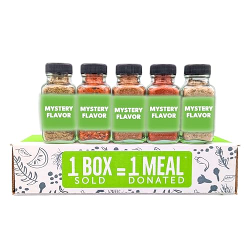 FreshJax Organic Spices and Seasonings sets | Mystery Gift Set | 5 Sampler Sized Bottles in a Surprise Me Gift Box | Grilling