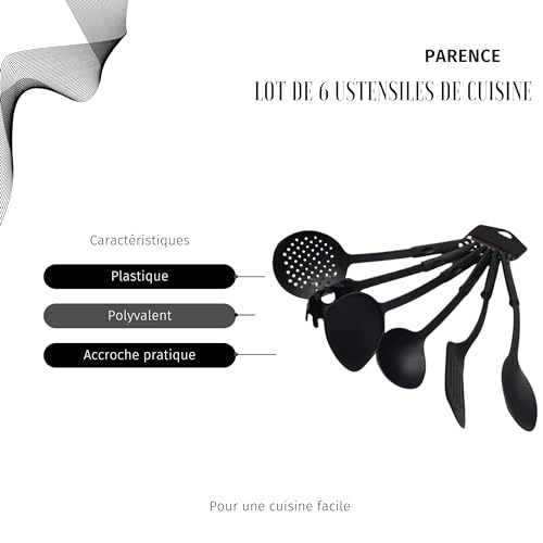PARENCE.- Lot de 6 Ustensiles de Cuisine en Plastique Robuste/L'essentiel Pour Tous Cuisiniers – Image 3