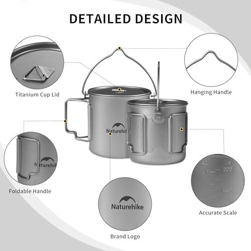 Naturehike Titanium Cup Camping Pot with Bail Handle - Image 4