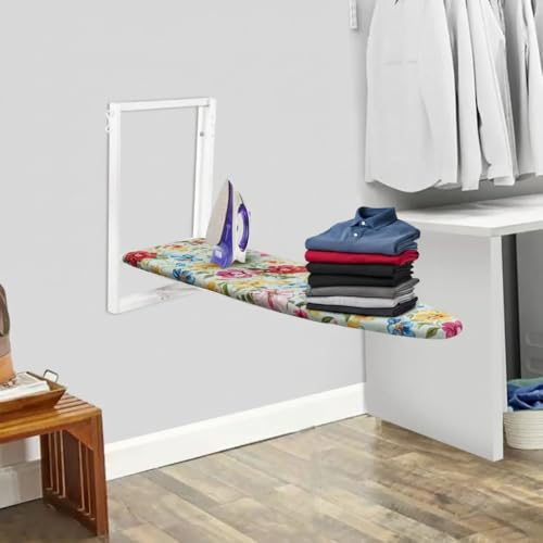 Image of Branco Wall Mount Ironing Table /Board | Space-Saving & Foldable Mechanism | White | DIY Assembly | Easy-Release Lever, Removable Cotton Cover & Mounting Hardware with Silicon Iron Resting Pad