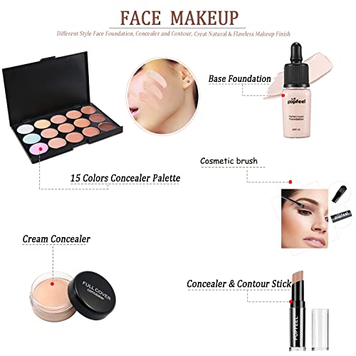 BrilliantDay 24 stuks multifunctionele make-up-set all-in-one make-up-set cosmetica-palet, starterkit, lipgloss, blush kwast, oogschaduw-palet, sterk gepigmenteerd, voor vrouwen en meisjes - Image 6