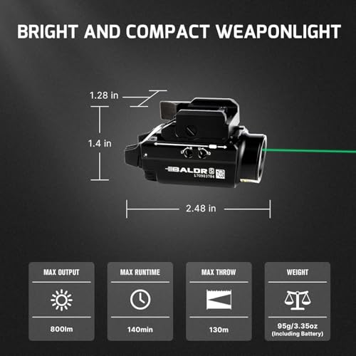 Image of OLIGHT Baldr S 800 Lumens Compact Rail Mount Weaponlight with Green Beam and White LED Combo, Magnetic USB Rechargeable Tactical Flashlight with 1913 or GL Rail, Battery Included (Flat Dark Earth)