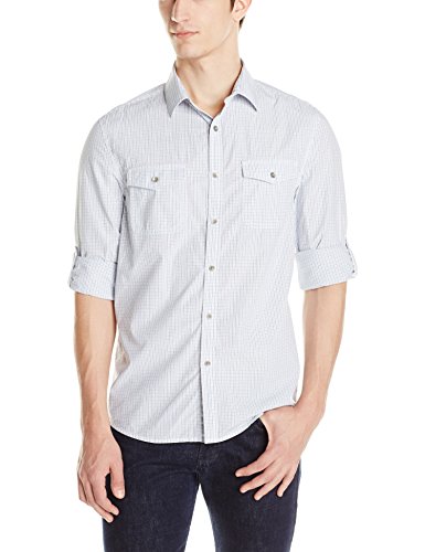 Kenneth Cole New York Men's Double Pocket Mini Check Shirt
