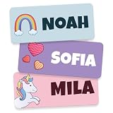 Namensaufkleber Kinder für Schule & Kita (60 Stk, Fantasie) ...