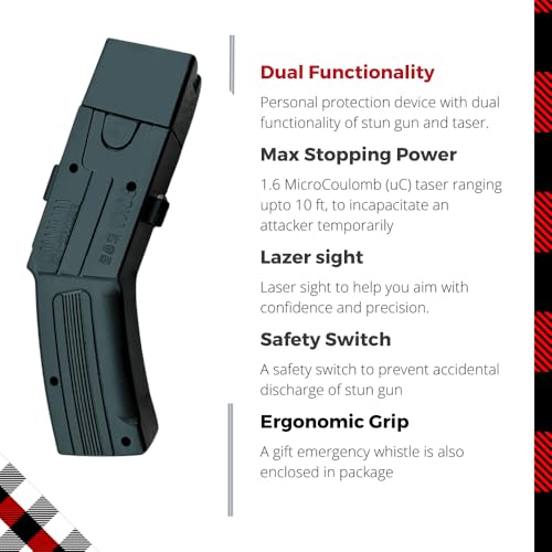 Odds Shifter Self Defense Heavy Duty Stun Gun for Men & Women,15 Foot Range,1.80 µC Painful Charge,LED Flashlight,Safety Switch