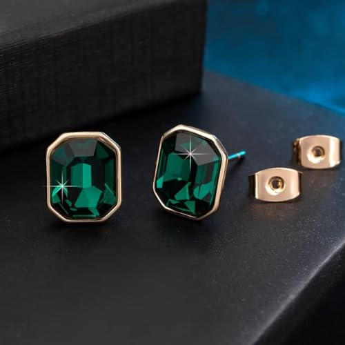 Austrian Crystal Octagon Stud Earrings for Women Fashion 925 Sterling Silver Hypoallergenic Jewelry3