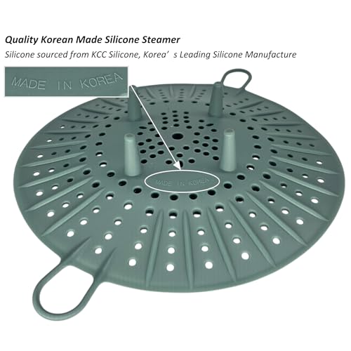Korean Made Silicone Steamer Basket 10" Size, Silicone Steamer Insert for Pot Flexible Design (Mint) by cozymomdeco - Used condition - Image 2