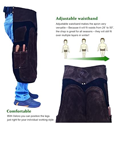 Farrier apron tablier maréchal ferrant cuir noir réglable 75cm - 6
