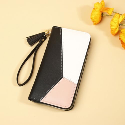 Wallet for Womens Genuine Leather Multi Credit Card Large Capacity Zip Around Clutch Travel Wristlet