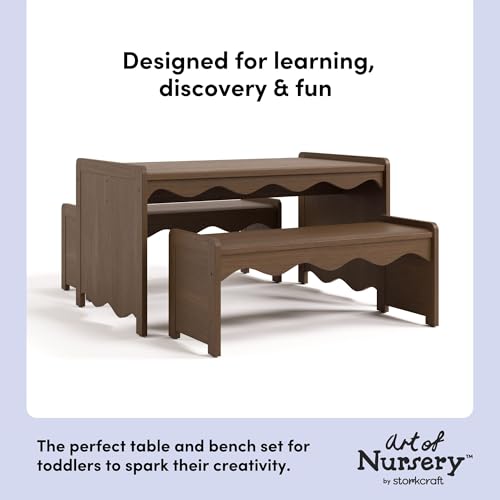Image of Storkcraft Casablanca Montessori Indoor Kids Table & Bench Set, Hazelnut