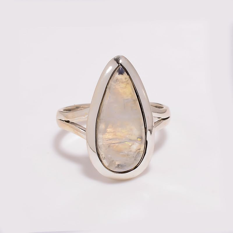 Bague en argent pierre de lune naturelle faite main, fini les bijoux jetables