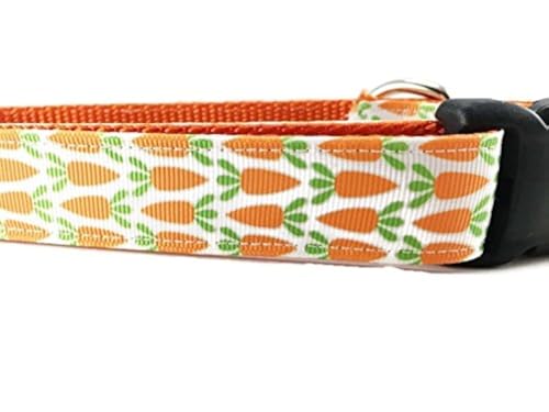 Spring Dog Collar, Caninedesign, Valentine, St Patricks Day, Easter, 1 inch Wide, Adjustable, Nylon, Medium and Large (Carrots, Medium 13-19')