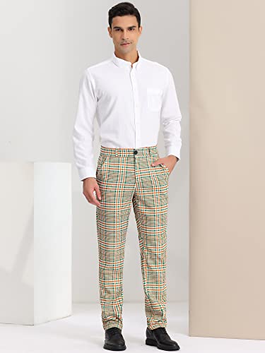 Lars Amadeus Men's Plaid Dress Pants Flat Front Regular Fit Business Checked Trousers3