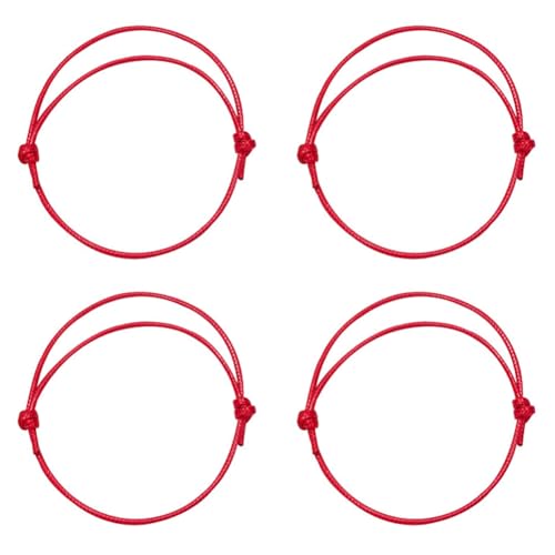 NTEVXZ 4pcs Bracelet Tressé Rouge Réglable Porte Bonheur en Corde Pour Hommes Femmes Protection Mauvais œil Bonne Chance