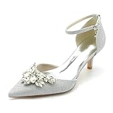 Bombas de las mujeres con alta calidad Material: Parte superior: encaje/ satén/ diamantes de imitación/ cristal, Guarnición: cuero durable de la PU, suela de goma antideslizante. Cuidar los pies es fácil, aumenta la fricción y la hace más segura.