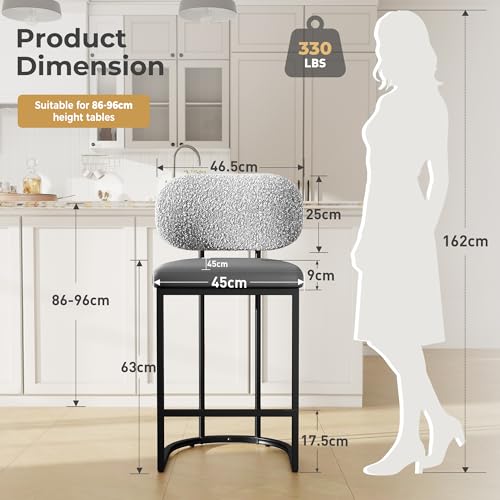ALPHA HOME Barhocker 2er Set mit Lehne Küchenhocker mit Fußstütze
