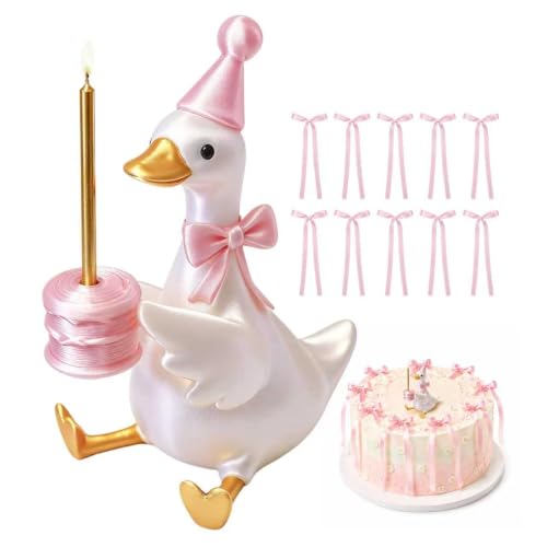 Silly Goose Cake Candle Holder with Bow Scarves 3D Printed Topper