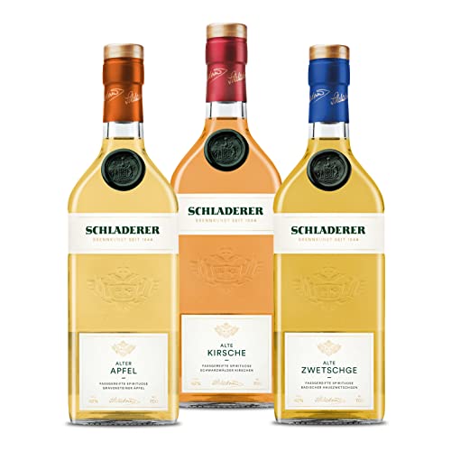 Schladerer Klassik Alte Sorten Set mit Schwarzwälder Alte Kirsche, Alter Apfel und Alte Zwetschge - hochwertige Spirituose aus dem Schwarzwald (3 x 700 ml)