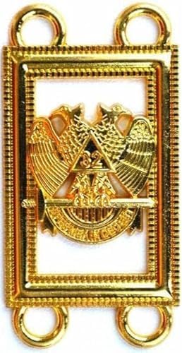 Masonic Realia 32nd Degree - Wings Down Scottish Rite Chain Collar - Gold on Black