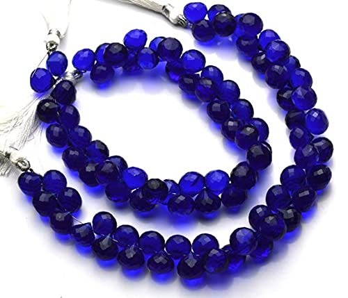 Perles de cyanite quartz hydro bleu en oignon facetté de 10mm pour création de bijoux de 21cm