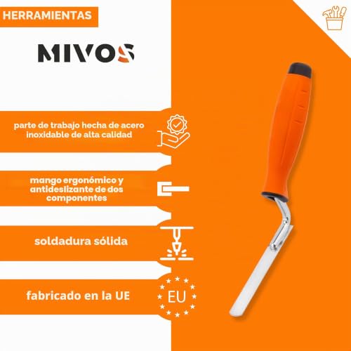 Miniatura 2 de Mivos - Paleta De Juntas De Ladrillo Y Piedra De 14 Mm, Con Punta Redondeada Y Mango Antideslizante, Llana De Mampostería Para Llenar Juntas