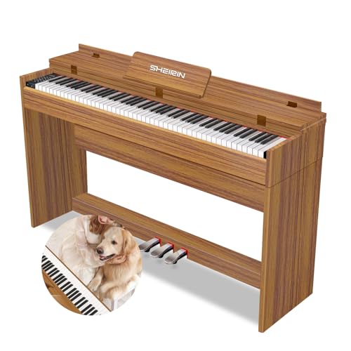 SHEIRIN 88-Key Digital Piano with Stand, Pedal, Orange Cover