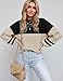 ETCYY Womens Sweaters Fall 2025 Batwing Long Sleeve Side Slit Knit Tops Crew Neck Striped Oversized Sweater Pullover,Double Khaki,Large