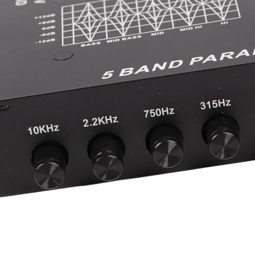 Adjustable 5 Bands Tuning Car Amplifier Graphic Equalizer Easy to Use EQ Tuning Crossover Amplifier Car Equalizer for Motorcycle Car, Car Audio Equalizer,