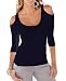 ZJCT Women's Open Cold Shoulder Stretch Long Sleeve Tee Shirt Casual Blouse Tops