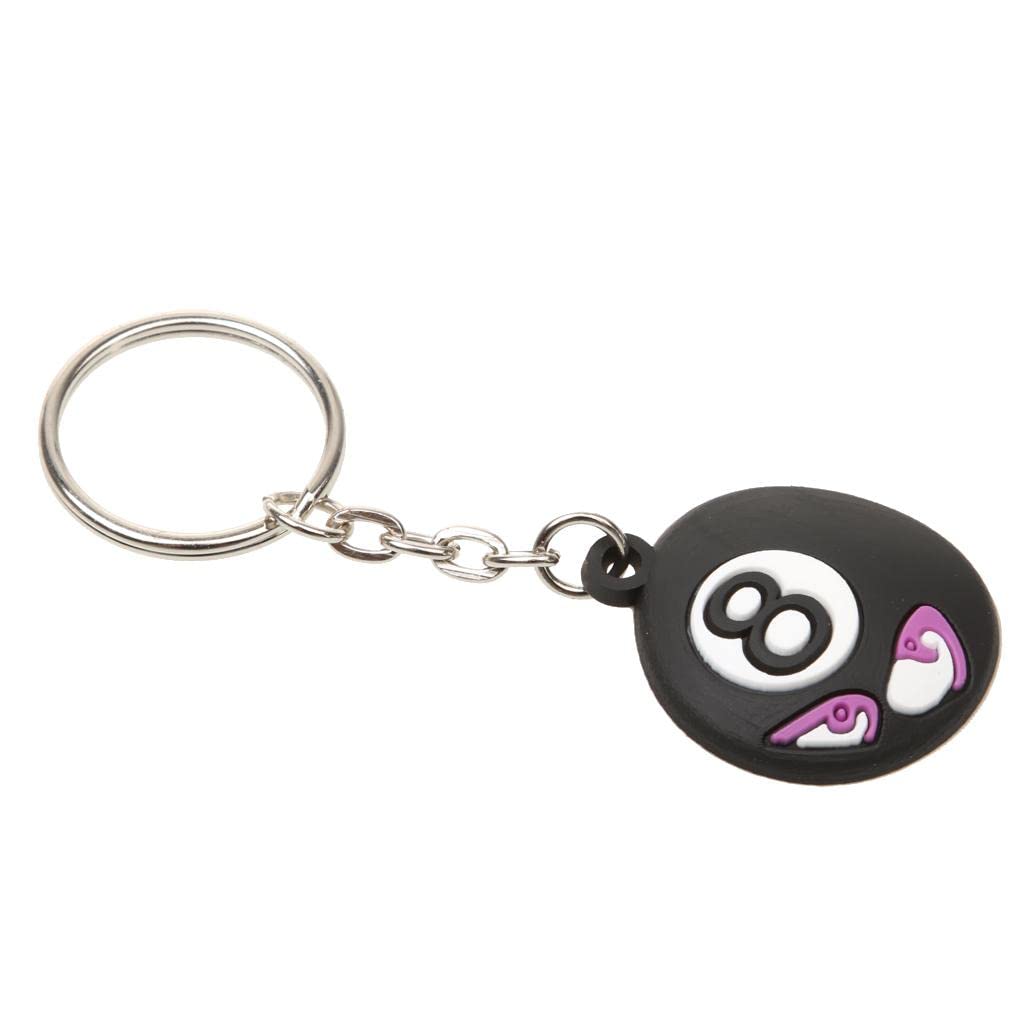 CALANDIS Rubber Cute Expression Billiard Ball Design Key Chain Keyring - Black 8