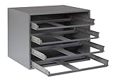 Durham 307-95 Gray Cold Rolled Steel Easy Glide Slide Rack for 4 Small Metal Compartment Boxes,...