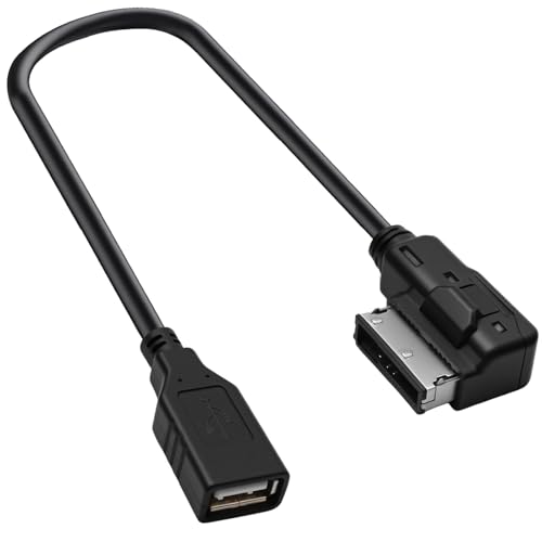 Voltvera AMI Adaptateur Câble MDI pour Audi A1 A2 A3 A4 A5 A6 S6 A8 S8 R8 Q3 Q5 Q7, 30 CM/11,81 Pouces Câble Aux Audio USB MMI Adaptateur MP3 Multimédia...