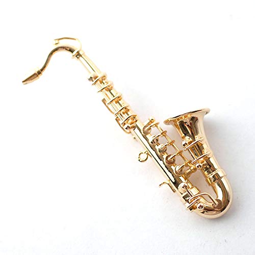 Delux Tenor Saxophone Miniature 1/12th Scale Musical Instrument in Black Vinyl Case with Metal Clasp