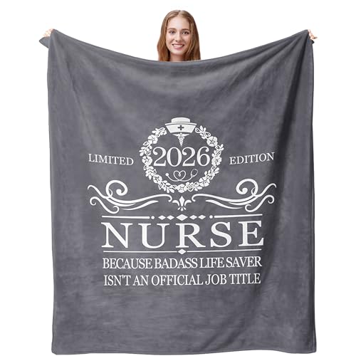 Hudodmn Nurse Gifts for Women Men Nursing Student Gifts Nurse Week Gifts RN LPN Gifts for Nurses Practitioner Appreciation Nursing School Graduation Gifts Throw Blanket 60X50