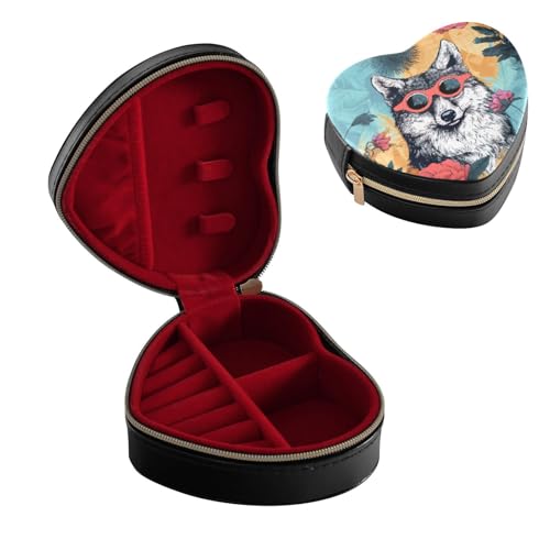 STAYTOP Fashionable Wolf Heart Shape Jewelry Box - Small Antique Ring/Earrings/Necklace Storage Organizer Case,Portable PU Leather Jewelry Storage