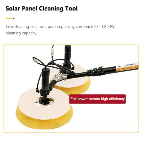 Generico Kit robotizzato per la Pulizia dei Pannelli solari: Asta telescopica, Spazzola a Doppia Testa e Getto d'Acqua per Una Manutenzione efficiente, facilità d'uso e Massima brillantezza.