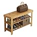 Ingresso Portascarpe Scaffale per Scarpe 2-Tiers Scaffale per Riporre in Posizione Verticale bambù Naturale 6 Paia di Scarpe 50 X 28 X 45 CM